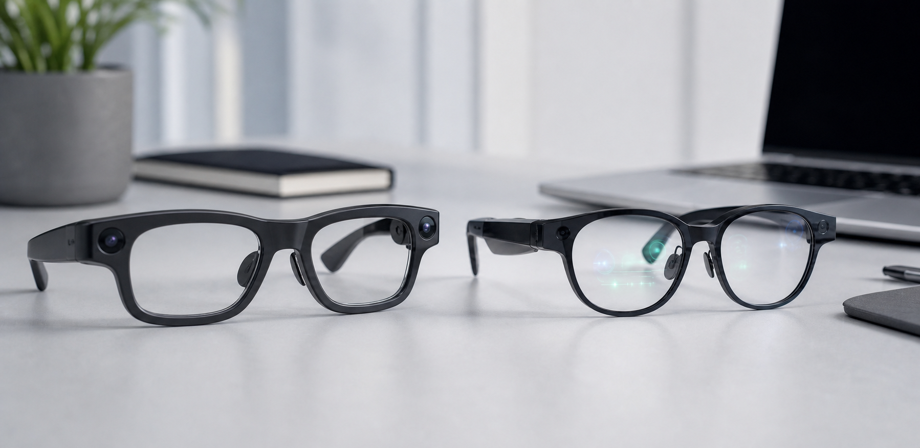 Two generic smart glasses side by side for an AI glasses comparison article