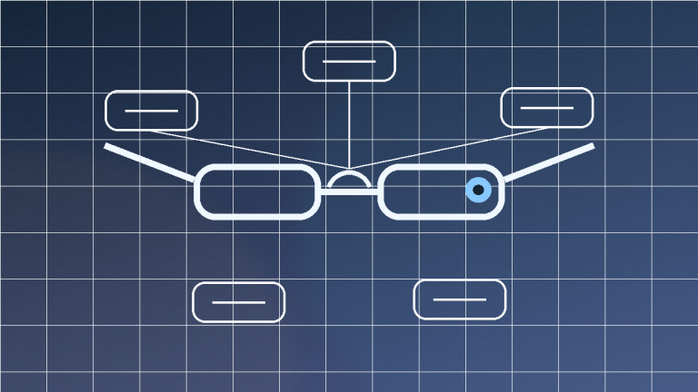 Concept illustration of intelligent eyewear partners connected around smart glasses
